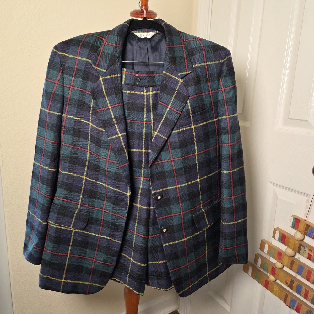 Vintage 80s Plaid Blazer and Bermuda Shorts Suit